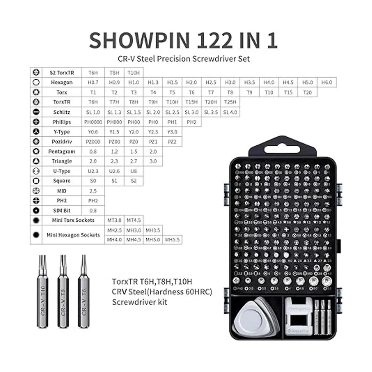 SHOWPIN Juego de destornilladores de precisión 122 en 1_2