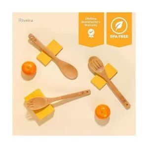Riveira Cucharas de madera para cocinar juego de_6