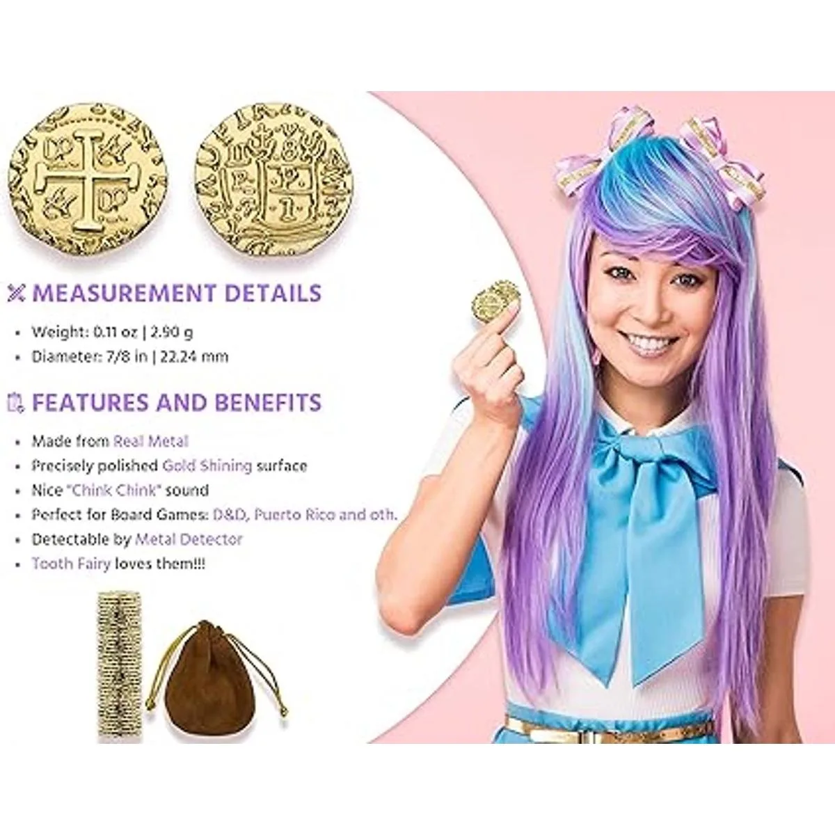 Monedas piratas de metal Juego de 100 monedas de tesoro_2