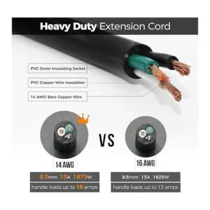 FIRMERST Cable de extensión de 15 pies de 1875 W de 14 AWG_6