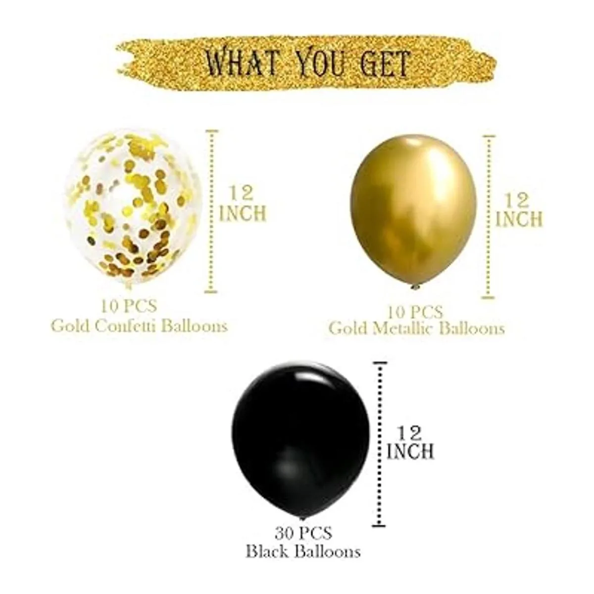 50 globos negros y dorados de 12 pulgadas globos de_2