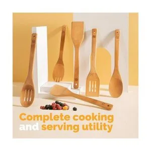 Riveira Cucharas de madera para cocinar juego de_2