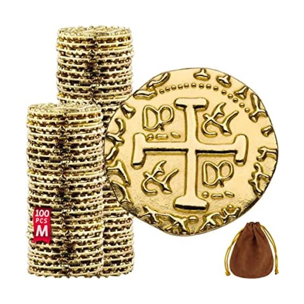Monedas piratas de metal Juego de 100 monedas de tesoro_1