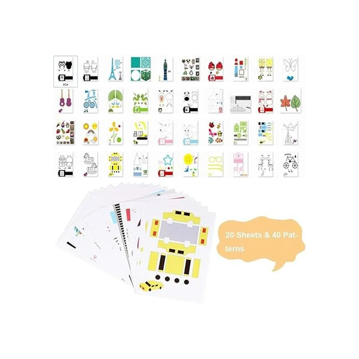 20 hojas de moldes de dibujo para impresora 3D plantillas