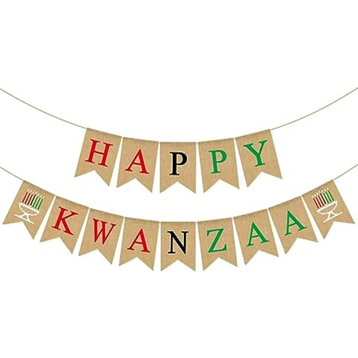 Rainlemon Yute Arpillera Feliz Kwanzaa Banner rústico_1