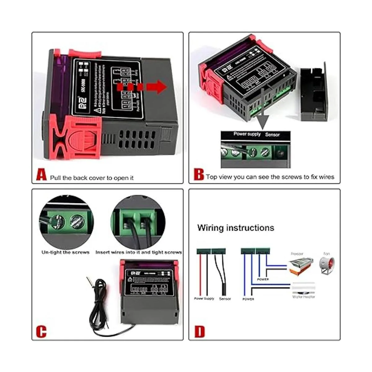 Controlador de temperatura digital termopar CA 110 220 V_2