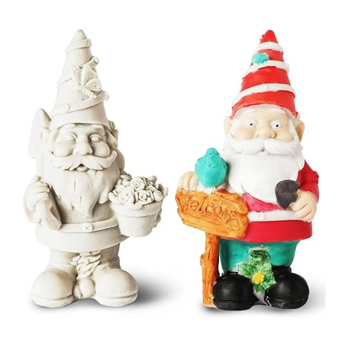 Paquete de 2 mini estatuas de gnomo de jardín figuras de_2