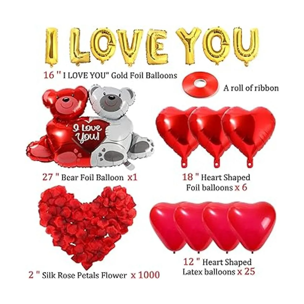 Golray Paquete de 40 globos y globos de corazón con 1000_5