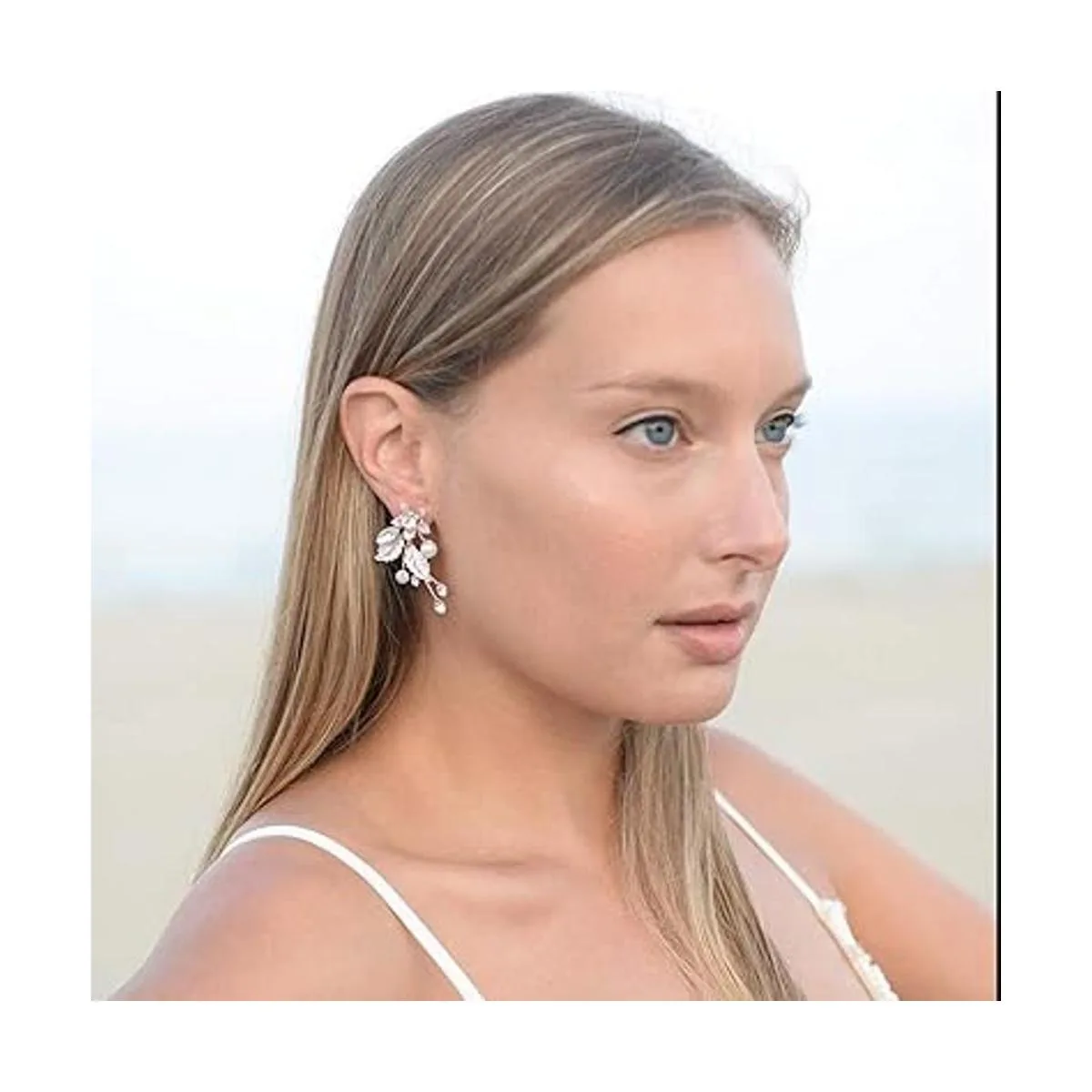 Mariell Pendientes colgantes de oro rosa hechos a mano_4