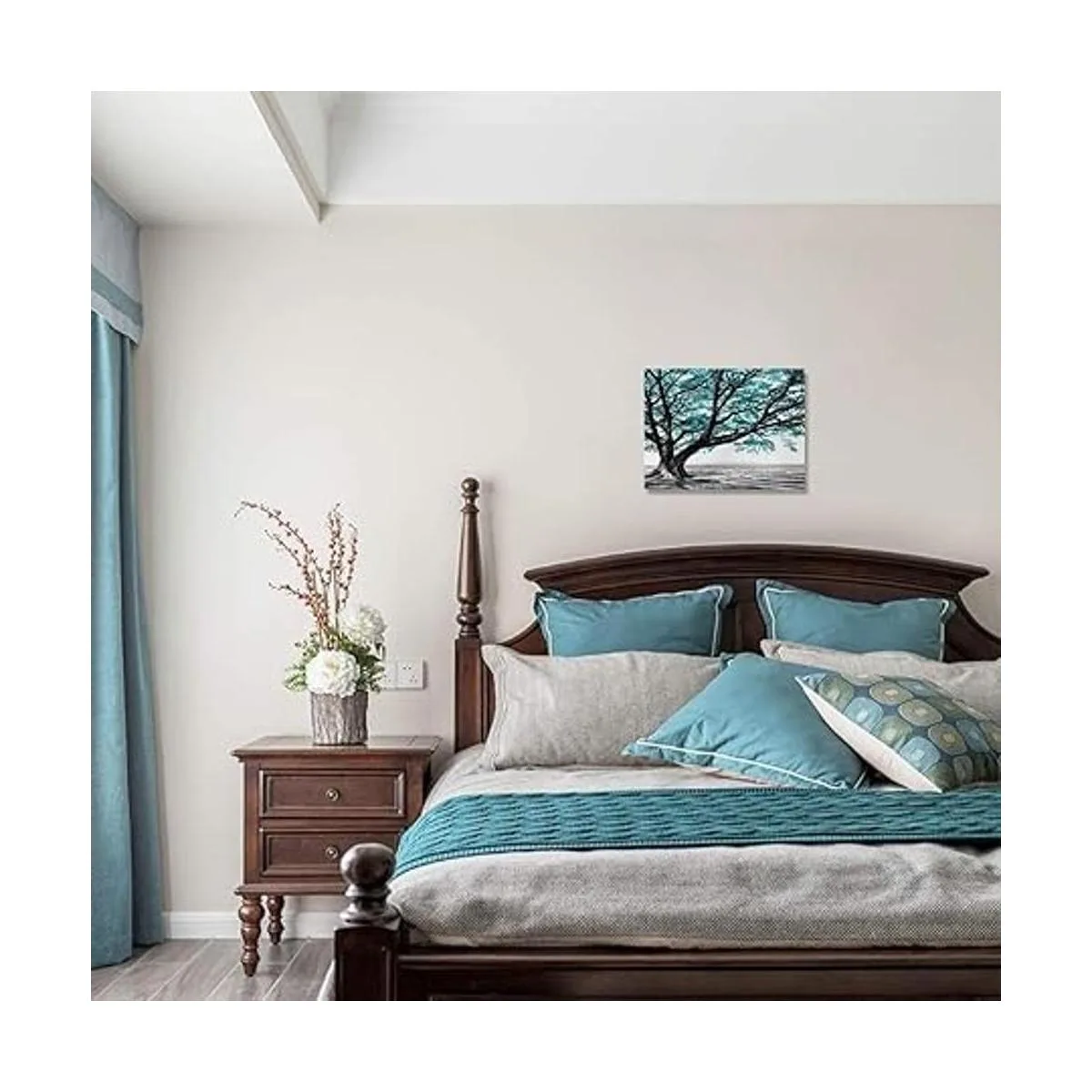 Decoración de baño rústica verde azulado para el hogar