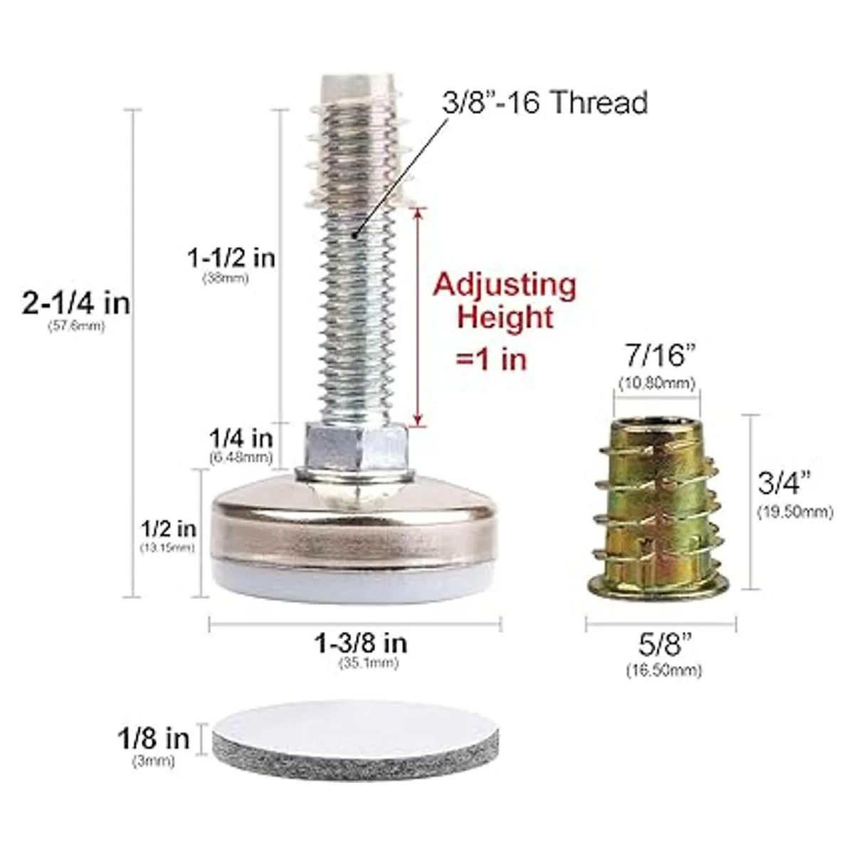 Niveladores de muebles resistentes ajustables para patas_2