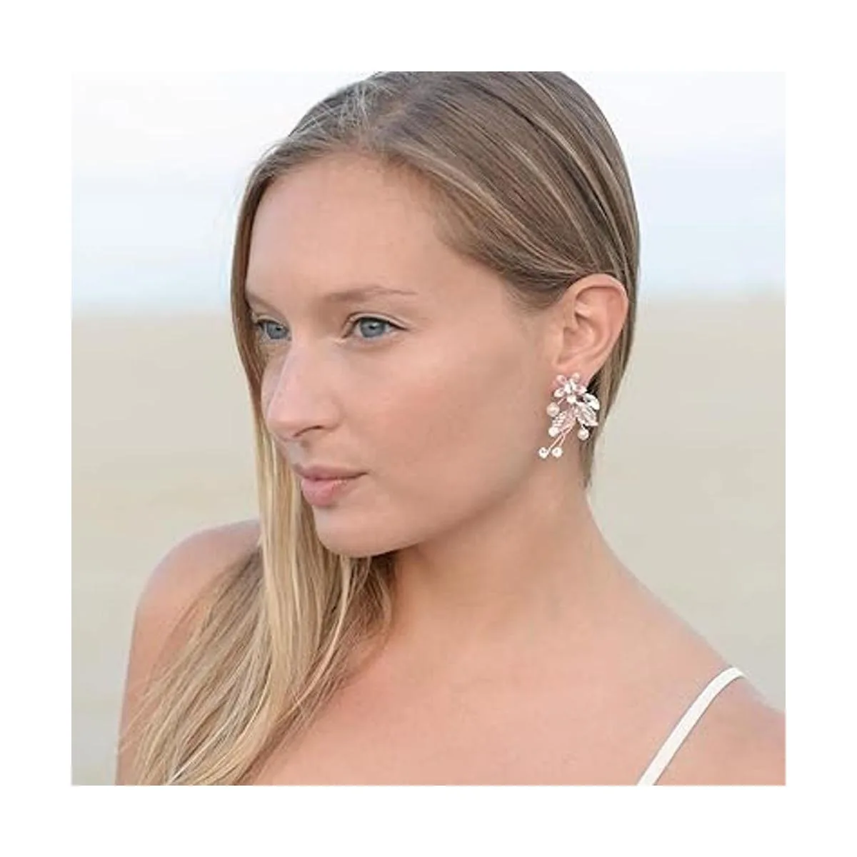 Mariell Pendientes colgantes de oro rosa hechos a mano_2