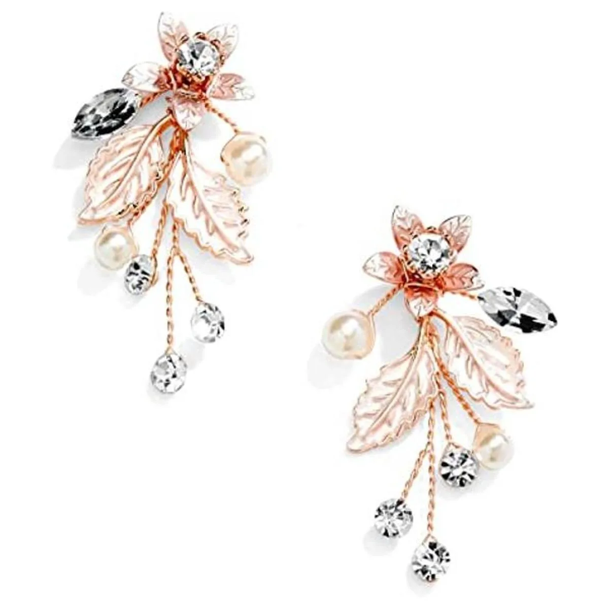 Mariell Pendientes colgantes de oro rosa hechos a mano_1