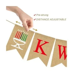 Rainlemon Yute Arpillera Feliz Kwanzaa Banner rústico_3