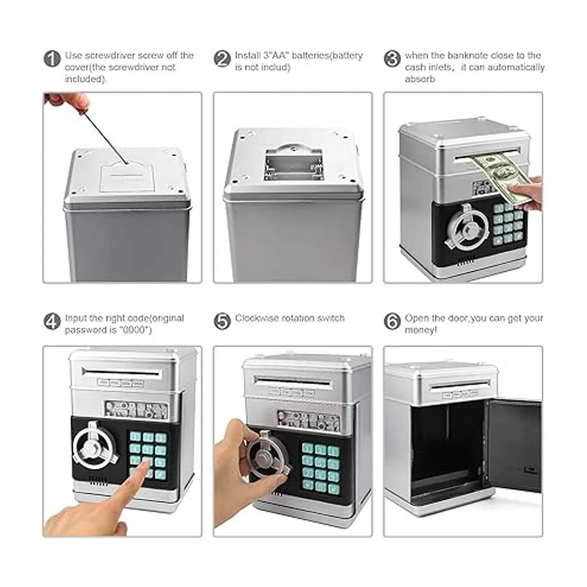 Setibre Alcancía caja de ahorro de dinero electrónica con_5