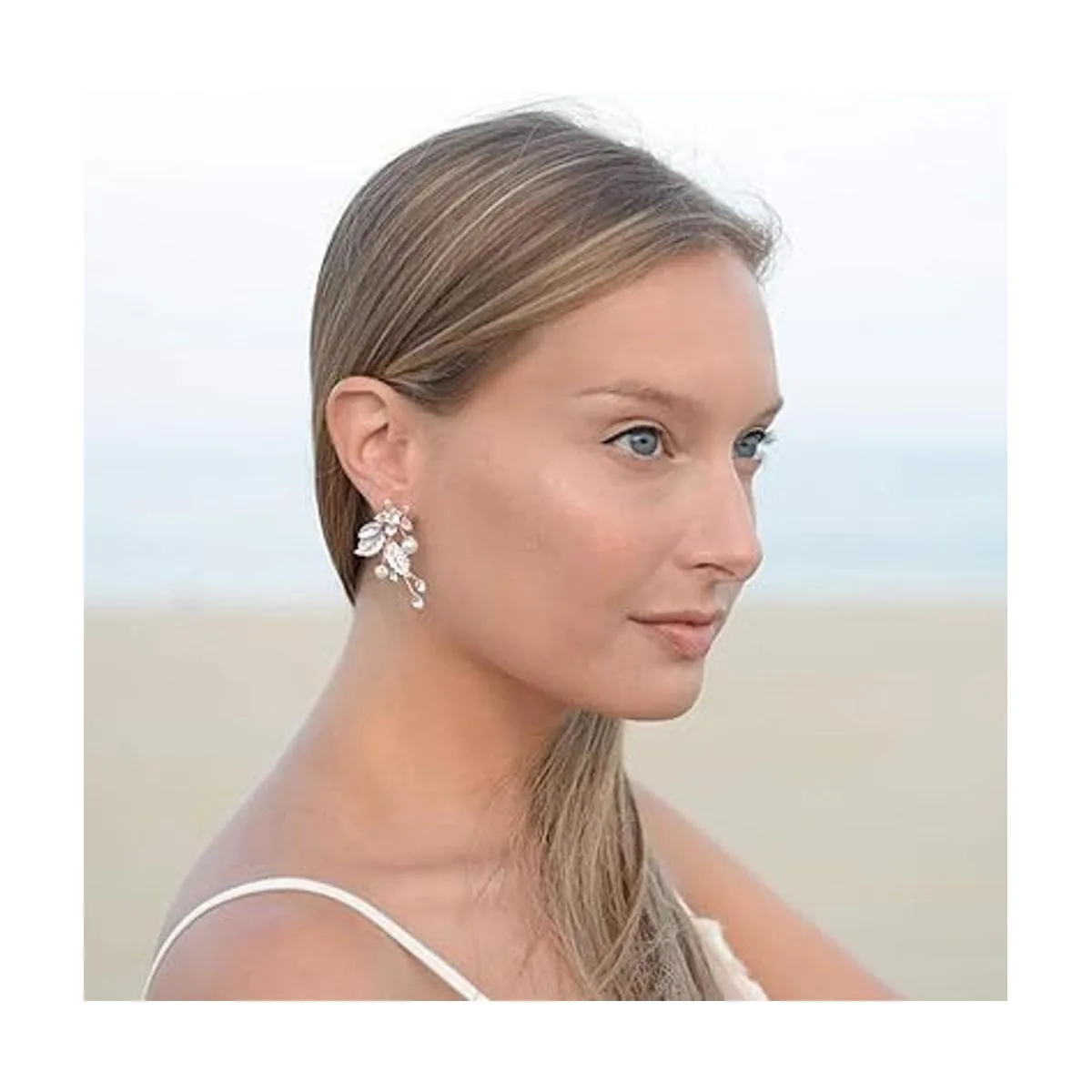 Mariell Pendientes colgantes de oro rosa hechos a mano_5