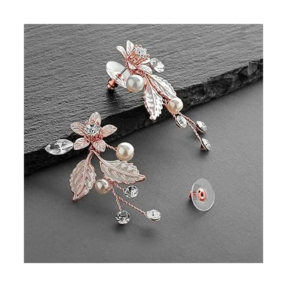 Mariell Pendientes colgantes de oro rosa hechos a mano_6