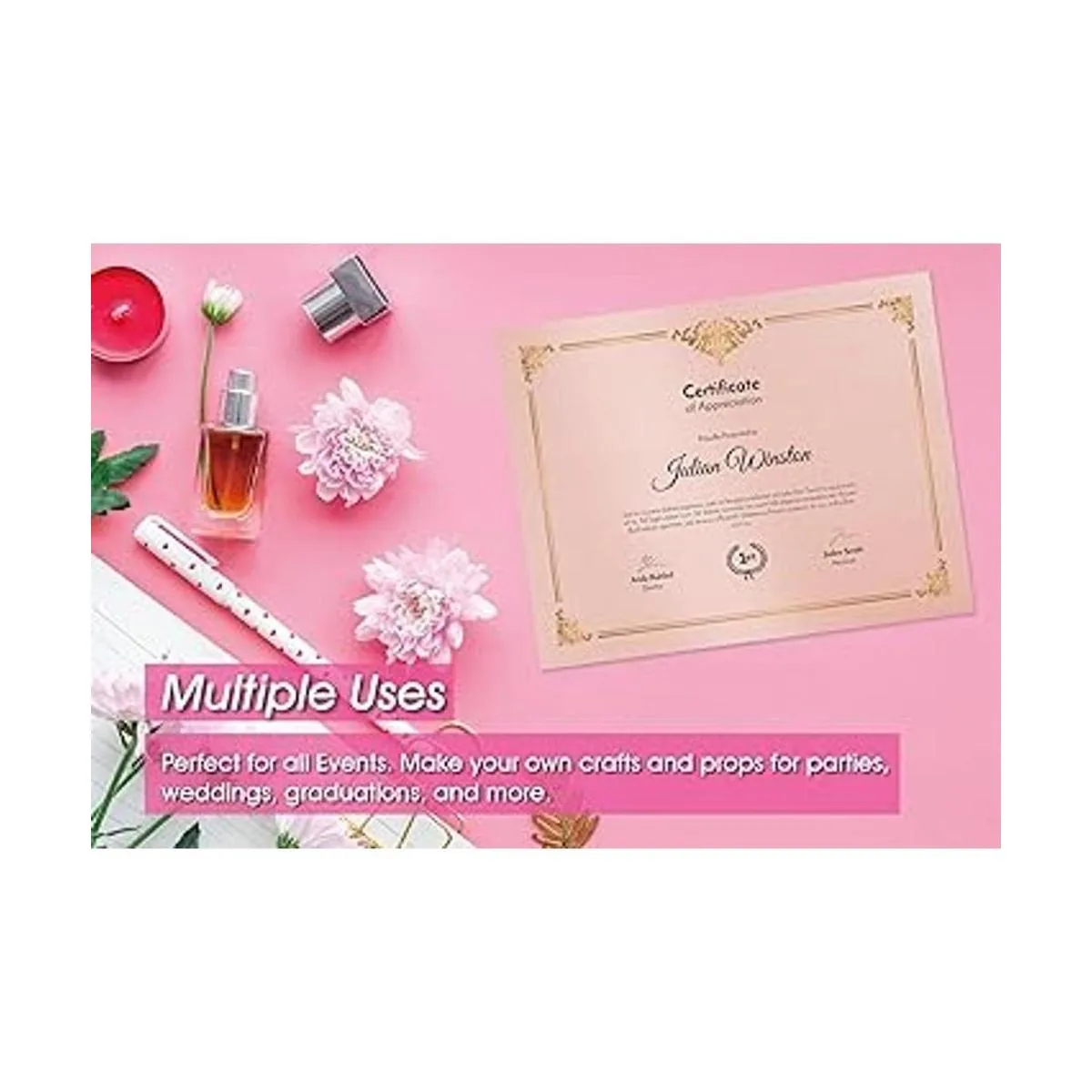 Papel metálico rosa paquete de 100 papeles brillantes_3