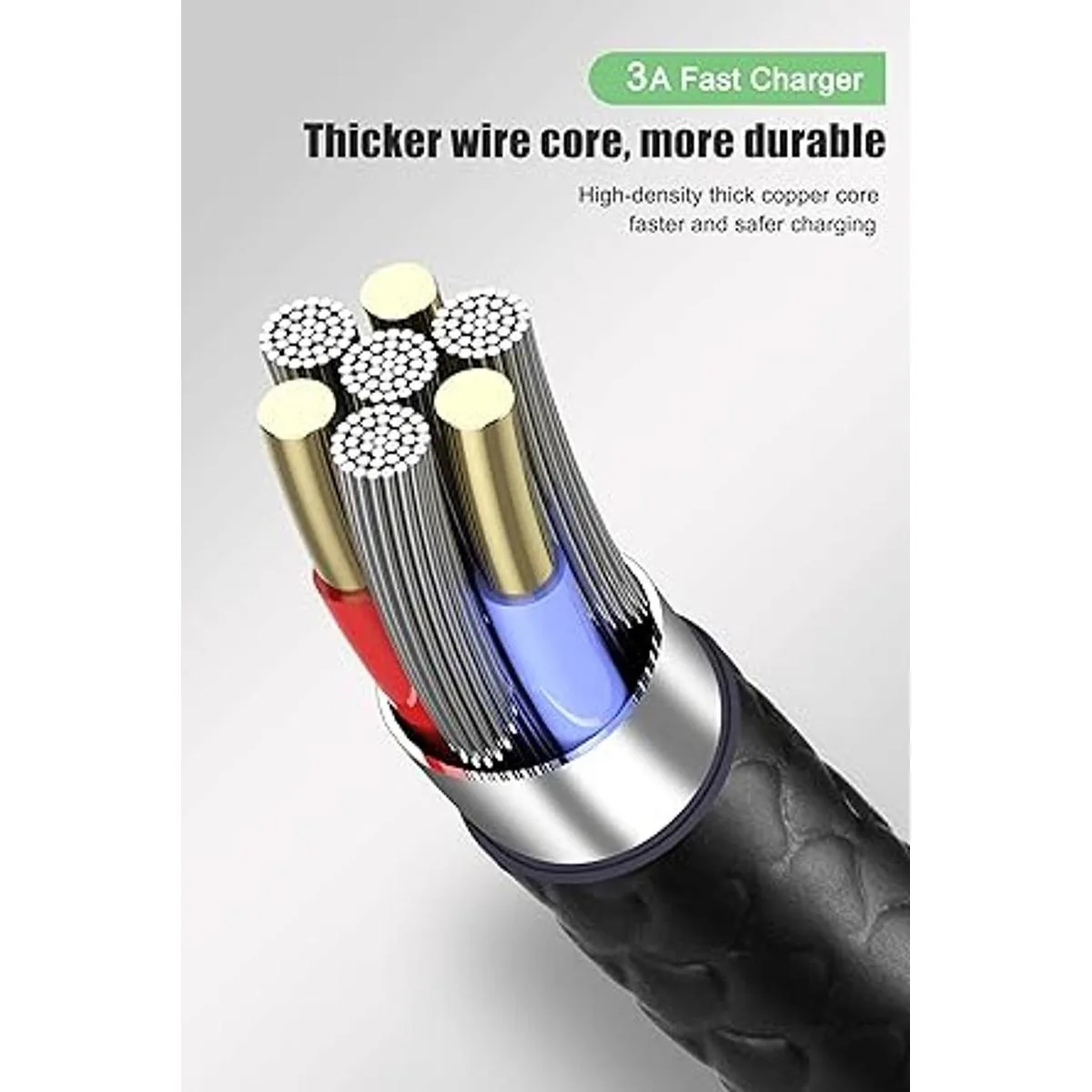 Cable cargador USB tipo C largo de carga rápida 6 pies 5_4