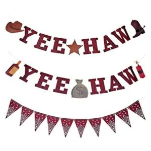 3 piezas de bandera de vaquero Yee Haw banderín salvaje