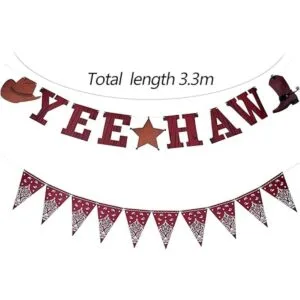 3 piezas de bandera de vaquero Yee Haw banderín salvaje