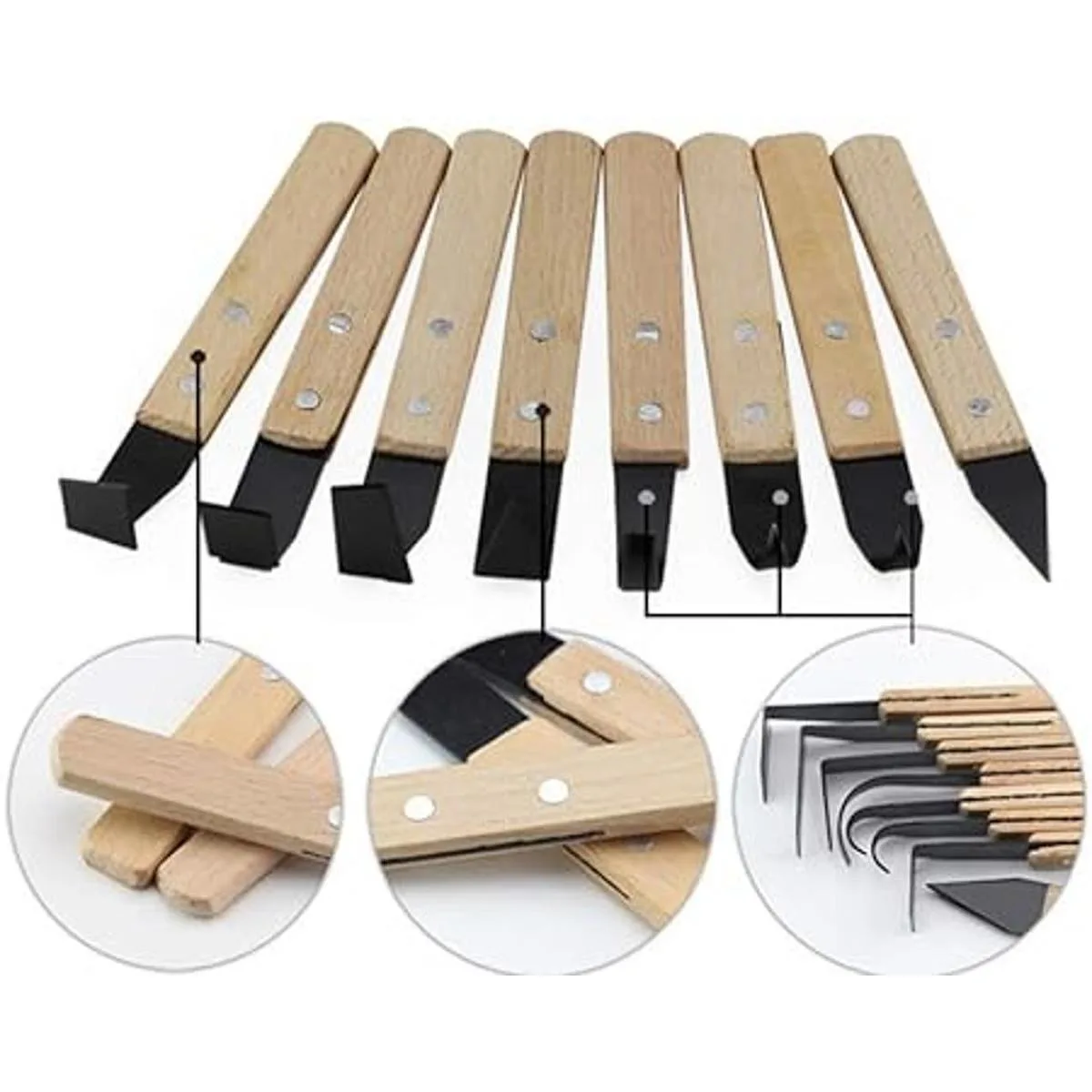 Juego de 8 herramientas de cerámica con mango de madera_3