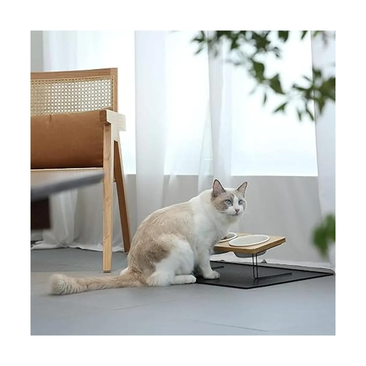 FUKUMARU Cuencos elevados de cerámica para gatos platos_2