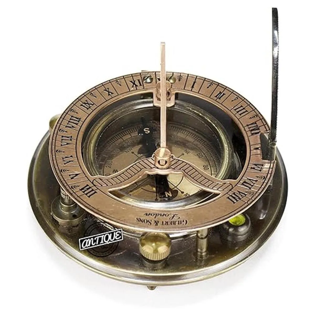 AV Sundial Brújula Reloj náutico de latón regalos_3
