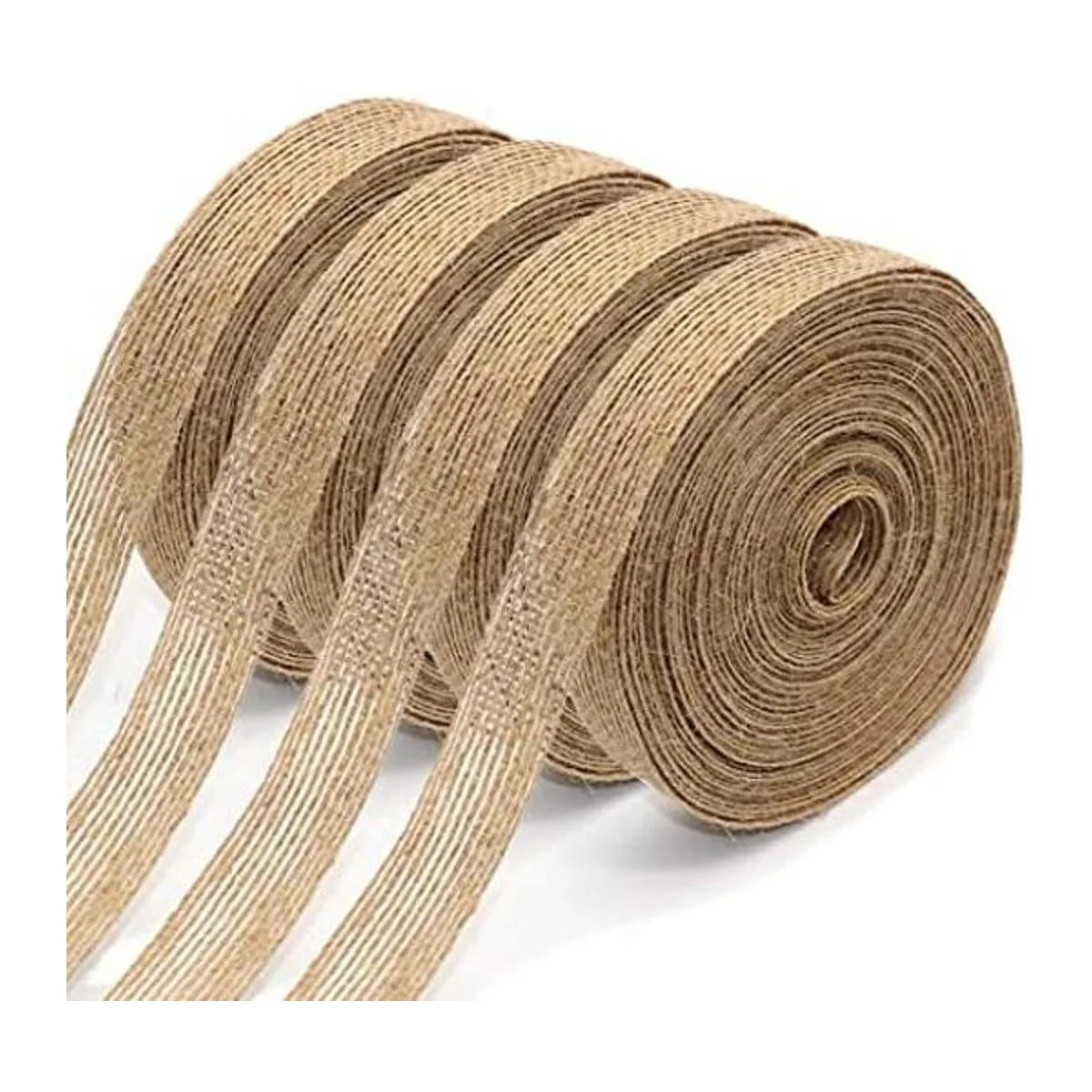 4 rollos de tela de arpillera natural con cinta de