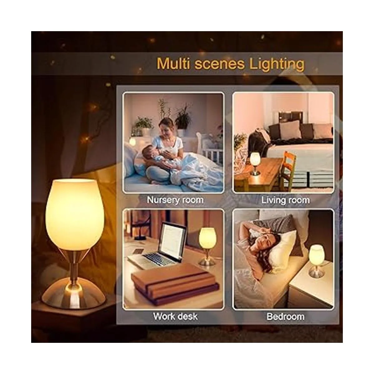 Boncoo Lámpara de mesa con control táctil regulable_5