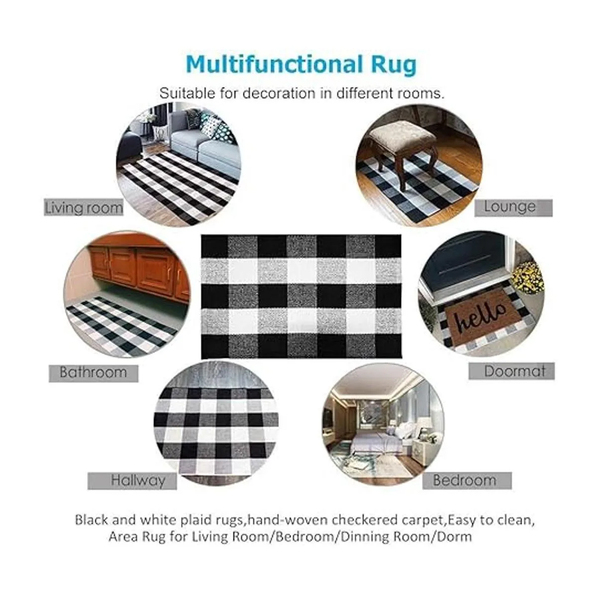 KaHouen Alfombra de algodón a cuadros de búfalo de 27.5 x_4