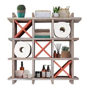 Soporte de papel higiénico rústico TicTacToe para baño_1