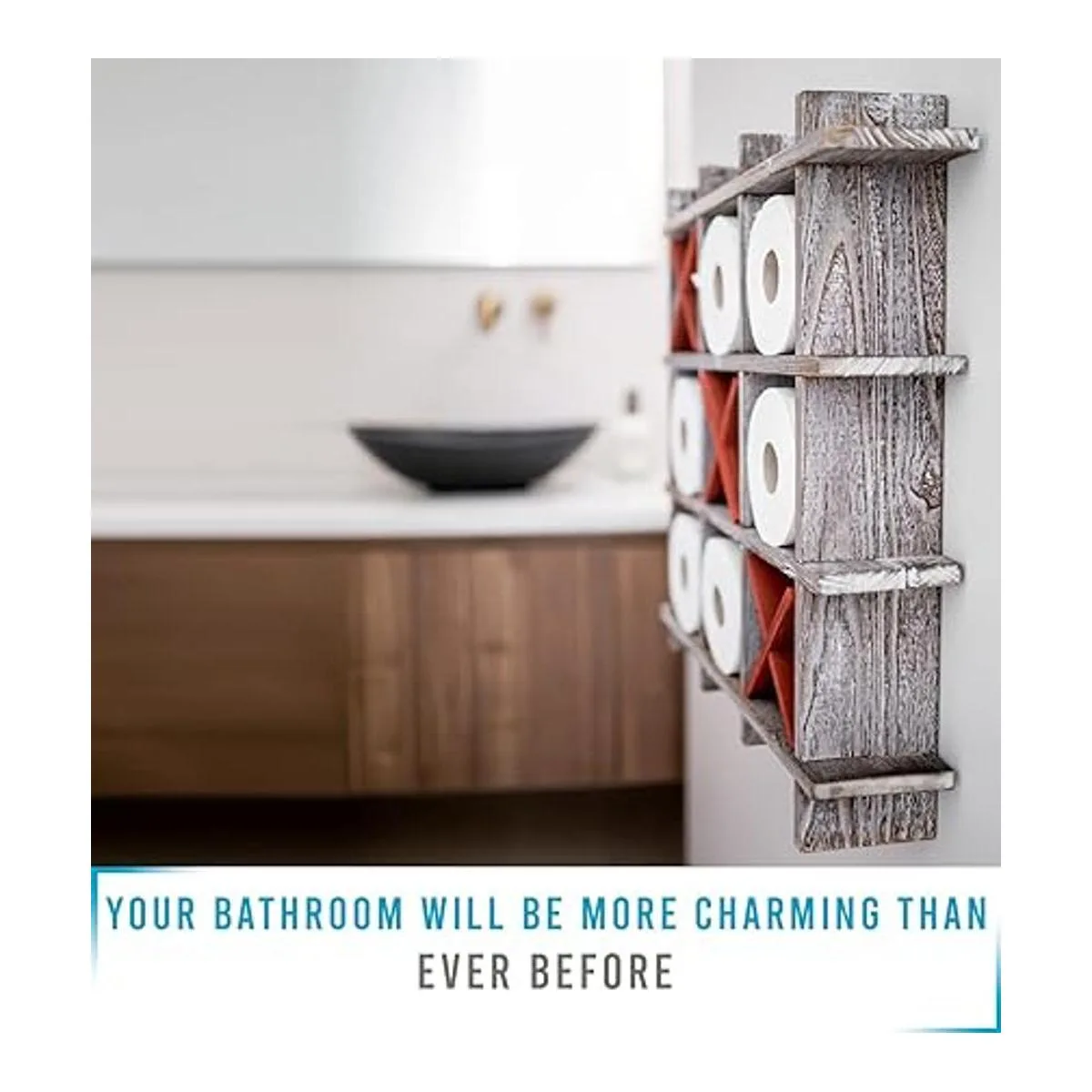 Soporte de papel higiénico rústico TicTacToe para baño_2