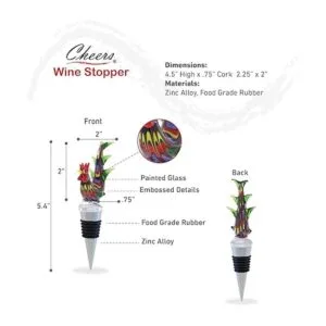 Cheers Tapón de vino de vidrio de gallo Elegante sello