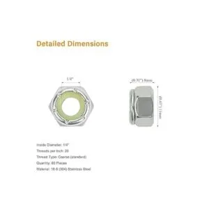 Powlankou 60 piezas 1420 tuercas de bloqueo hexagonales_3