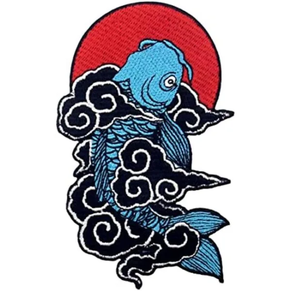 Parche bordado con diseño de peces Koi japoneses para_1