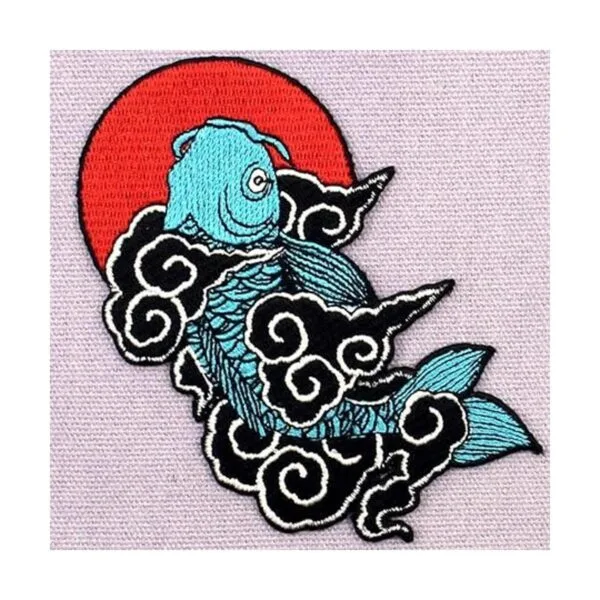 Parche bordado con diseño de peces Koi japoneses para_3