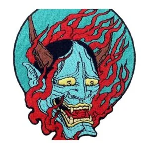 Parche bordado de Samurai Hannya oni para coser o planchar_2