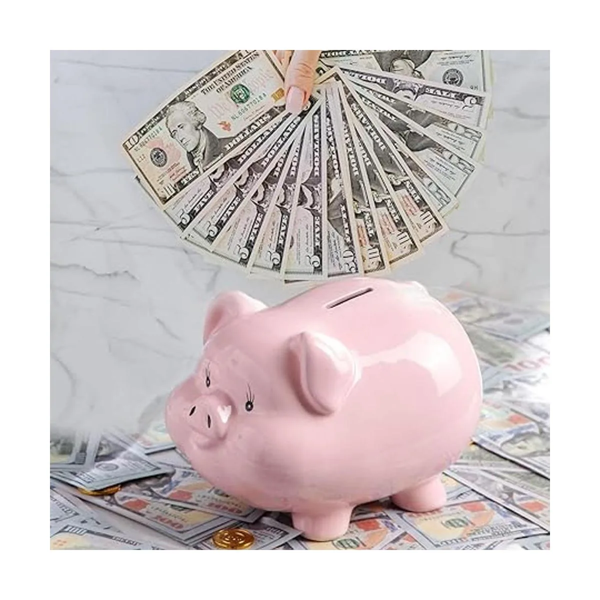 Alcancía para adultos niñas cerdo rosa de cerámica_3