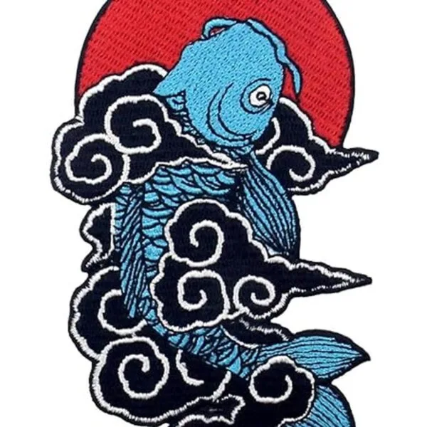 Parche bordado con diseño de peces Koi japoneses para_2