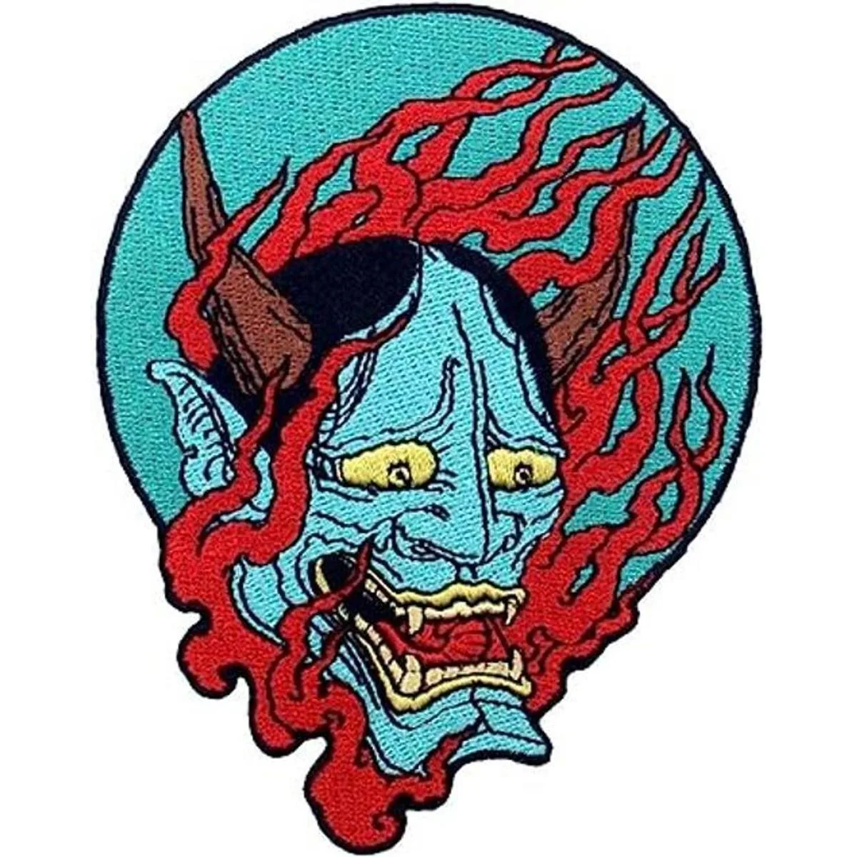 Parche bordado de Samurai Hannya oni para coser o planchar_1