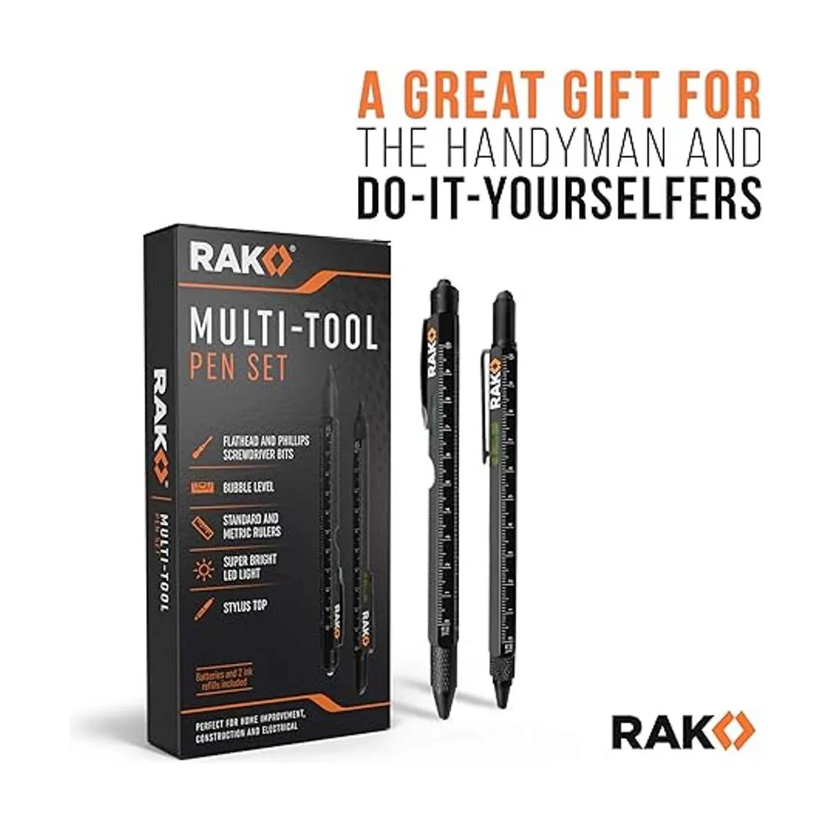 RAK Juego de 2 bolígrafos multiherramientas luz LED_2