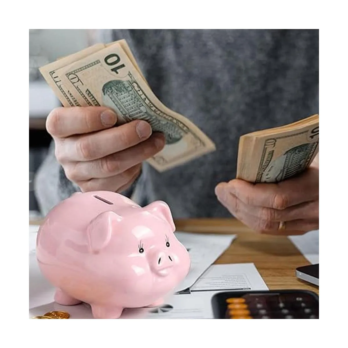 Alcancía para adultos niñas cerdo rosa de cerámica_2