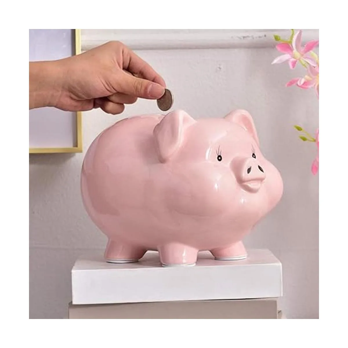 Alcancía para adultos niñas cerdo rosa de cerámica_5