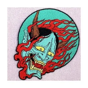 Parche bordado de Samurai Hannya oni para coser o planchar_4