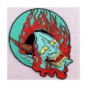 Parche bordado de Samurai Hannya oni para coser o planchar_3