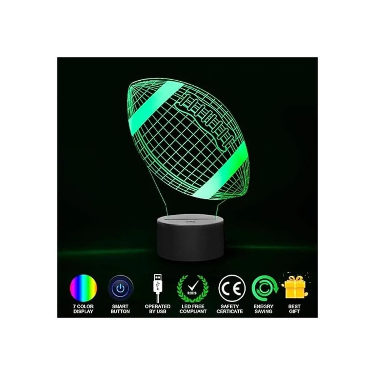 Ticent Luz nocturna de fútbol 3D de 7 colores que cambian_4