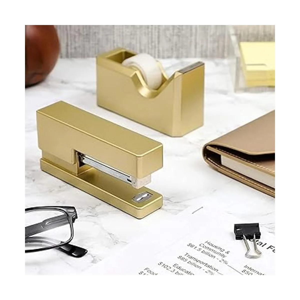 Gold Office Juego de grapadoras y dispensadores de cinta_2