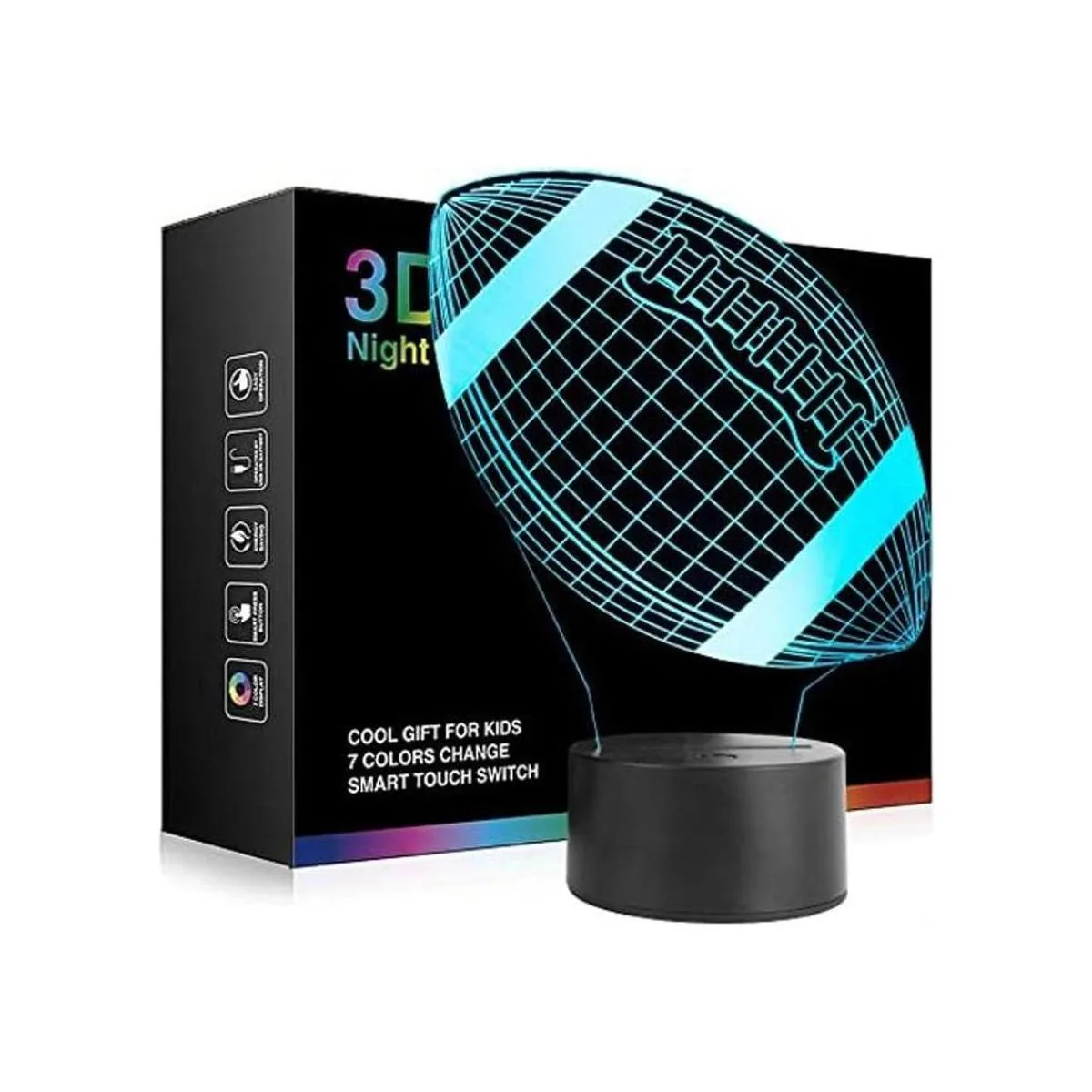 Ticent Luz nocturna de fútbol 3D de 7 colores que cambian_1