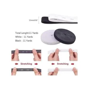 Benecreat Banda elástica de punto con ojales negros y 20